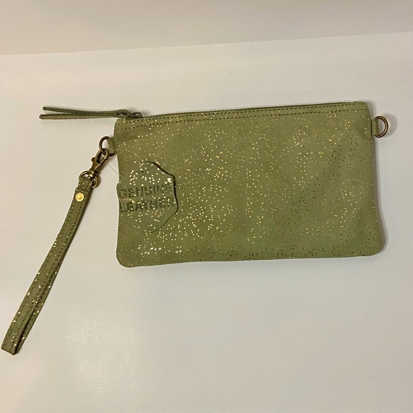 Olive Green & Gold Microsuede Leather Wristlet Convertible Inside Pocket BNWT - Picture 8 of 16